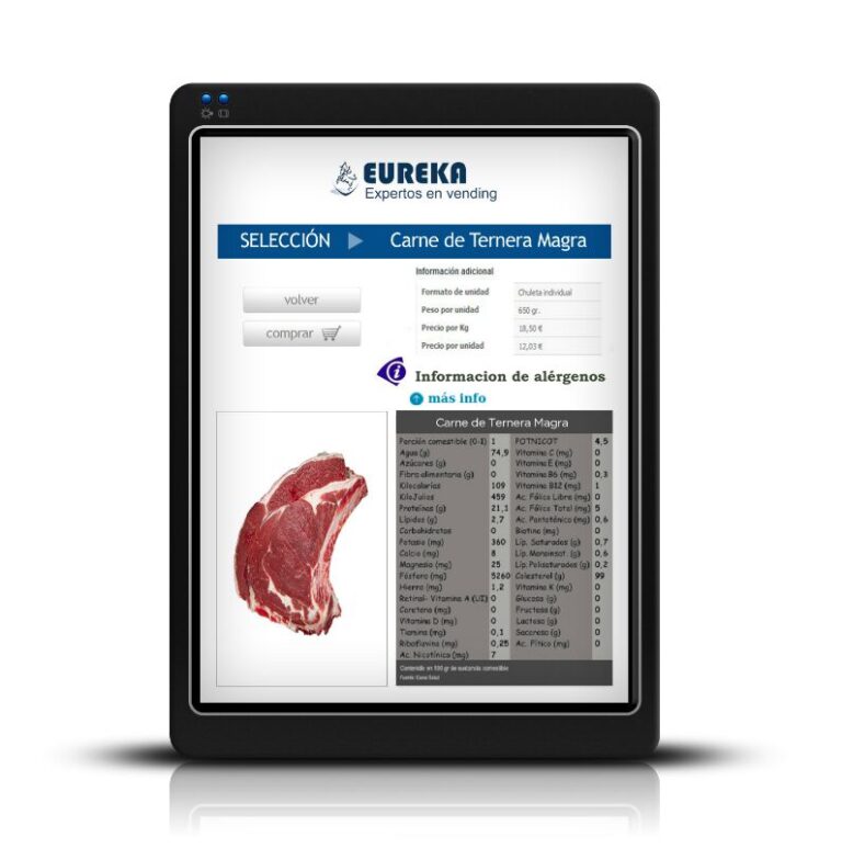 Eureka Vending dota de pantalla informativa e interactiva sus expendedoras de carne fresca
